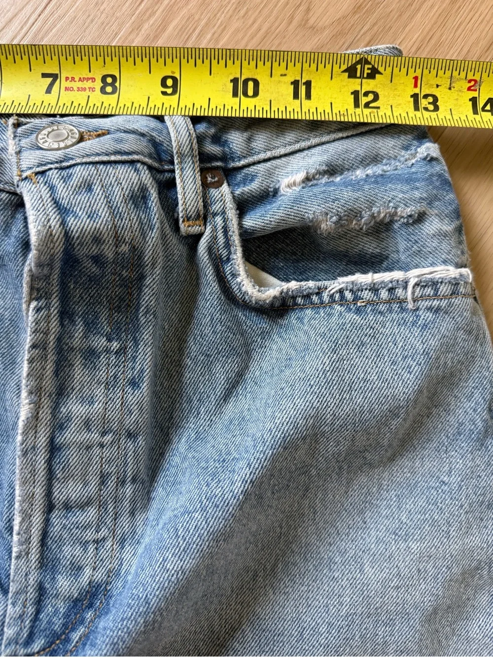 AGOLDE Stella Long Inseam Denim Shorts Cut Off Sz 25 100% Organic Cotton